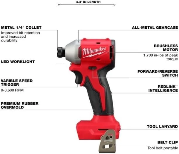Milwaukee Tool M18™ Compact Brushless 1/4 Hex Impact Driver