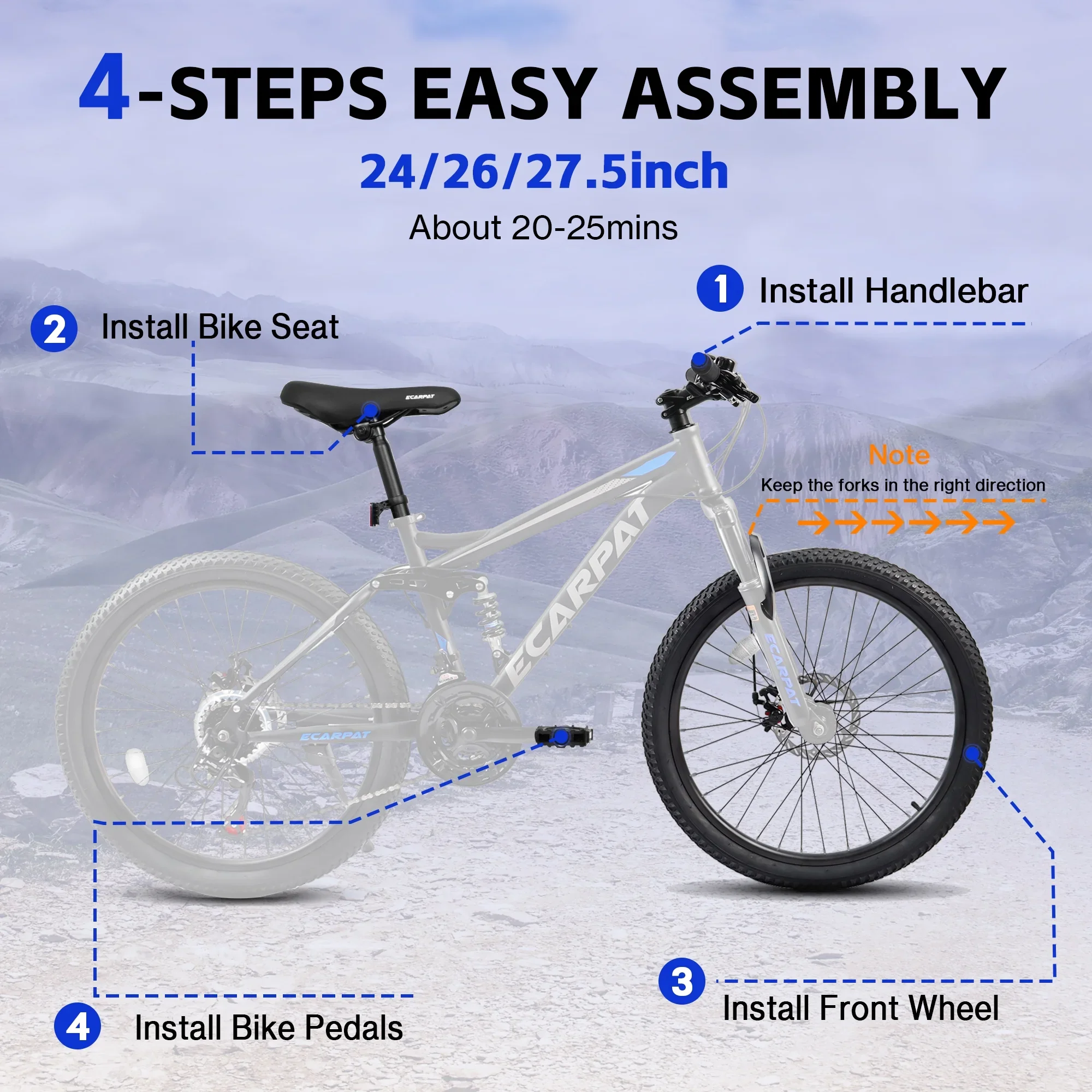 27.5 Inch Dual Full Suspension Mountain Bike, 21-Speed Mountain Bike with Dual Disc Brakes and Carbon Steel Frame, Trail Beach Snow Commuter City Bicycles for Adult Men Women, Black