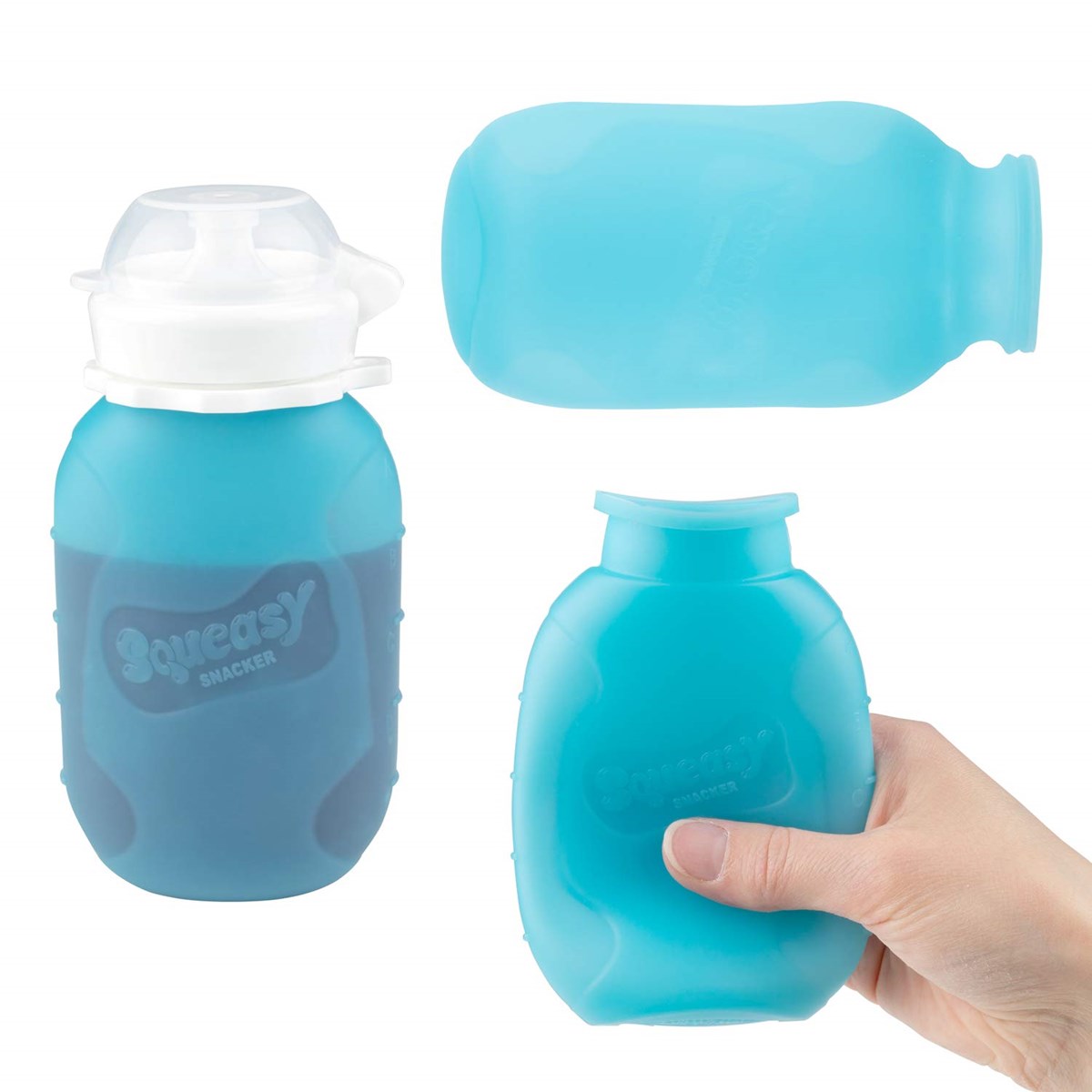 Snacker drikkeflaske/klemmepose 177 ml clear blue