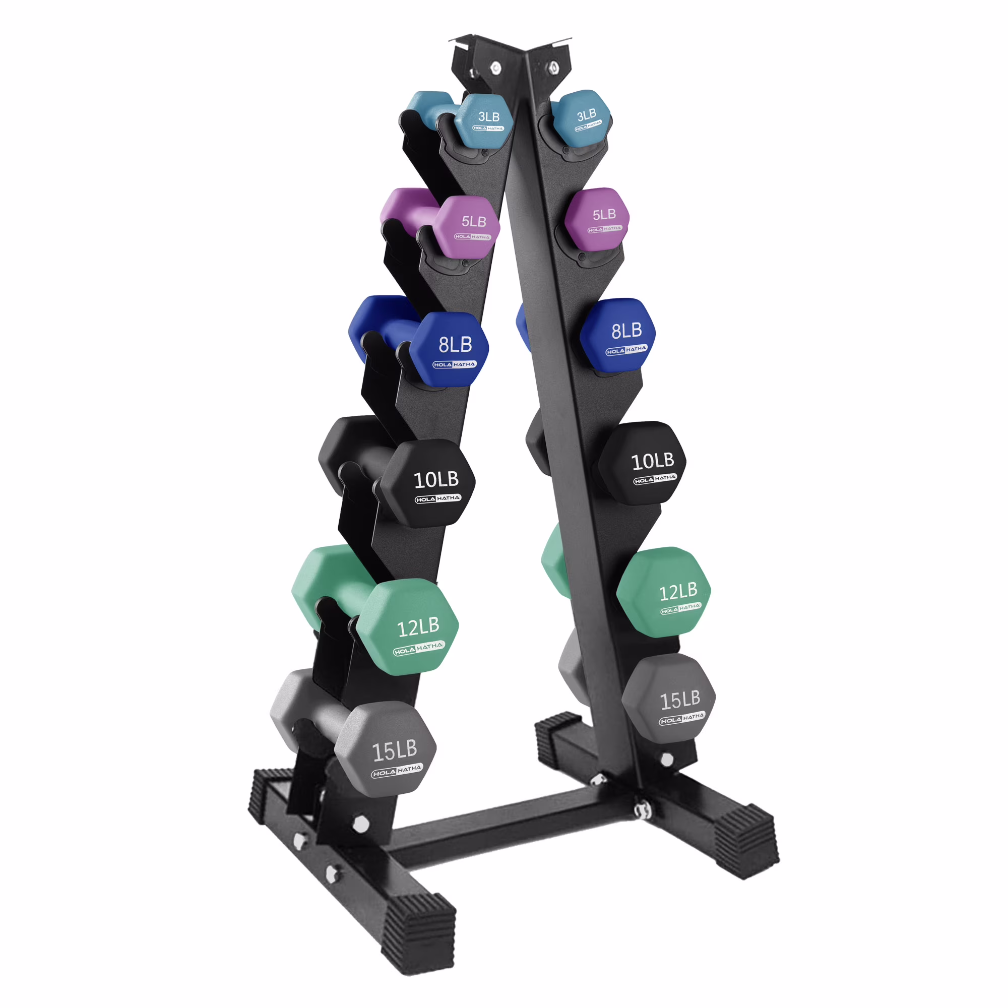 Holahatha Neoprene Dumbbell Weight Set with Rack (Black), 112.5 lb
