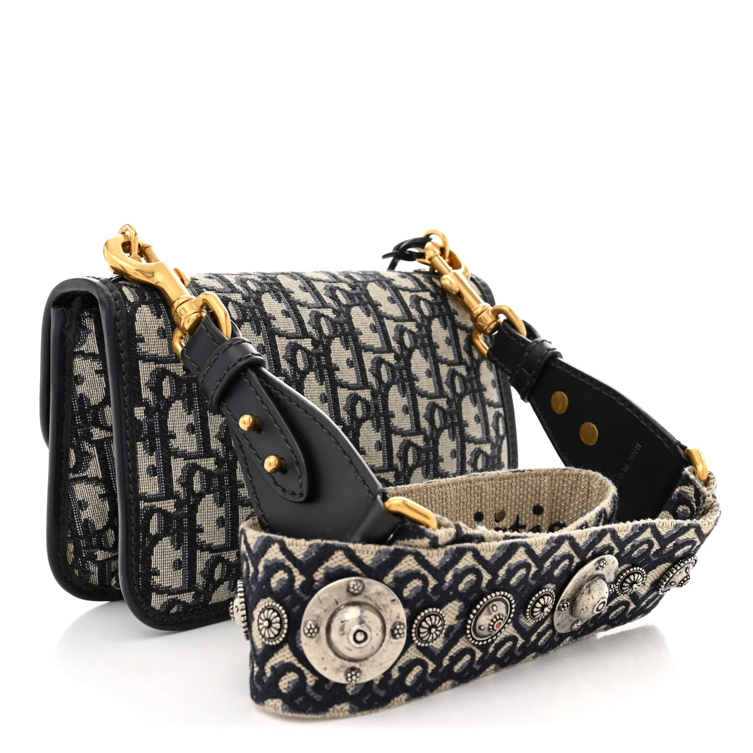 Oblique Small DiorAddict Flap Bag Navy Blue