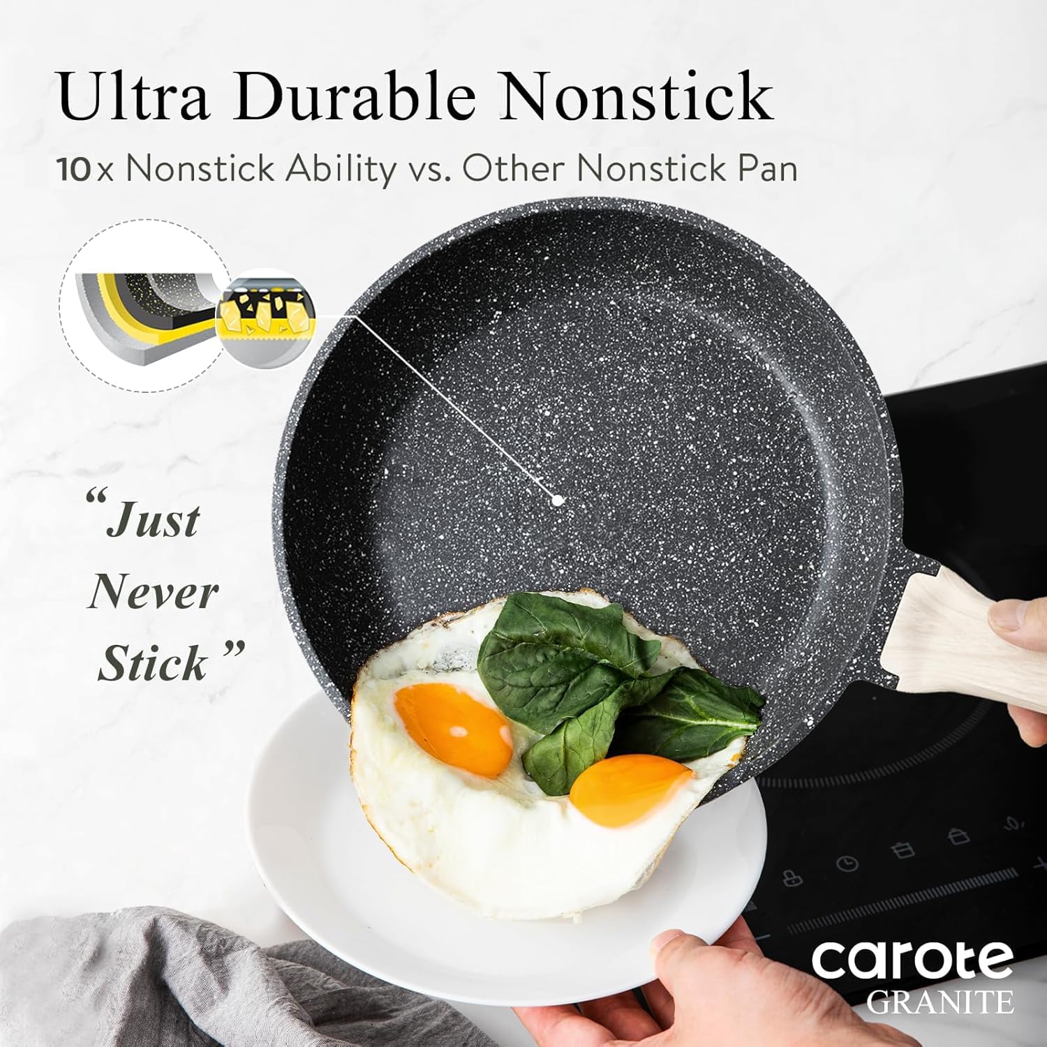 CAROTE 44pcs Nonstick Cookware Sets, Pots and Pans Set with Bakeware