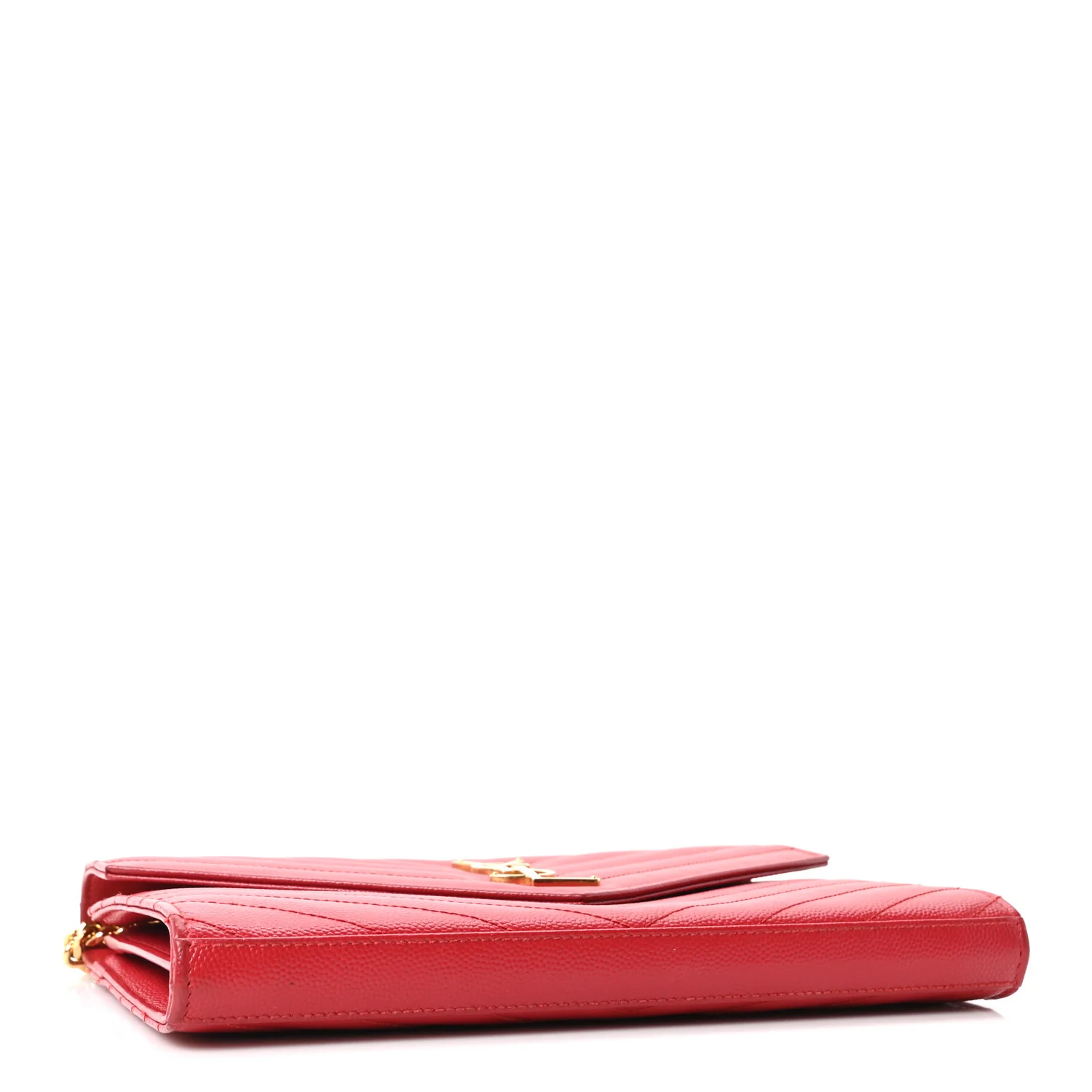 Grain De Poudre Matelasse Chevron Monogram Chain Wallet Rouge Eros