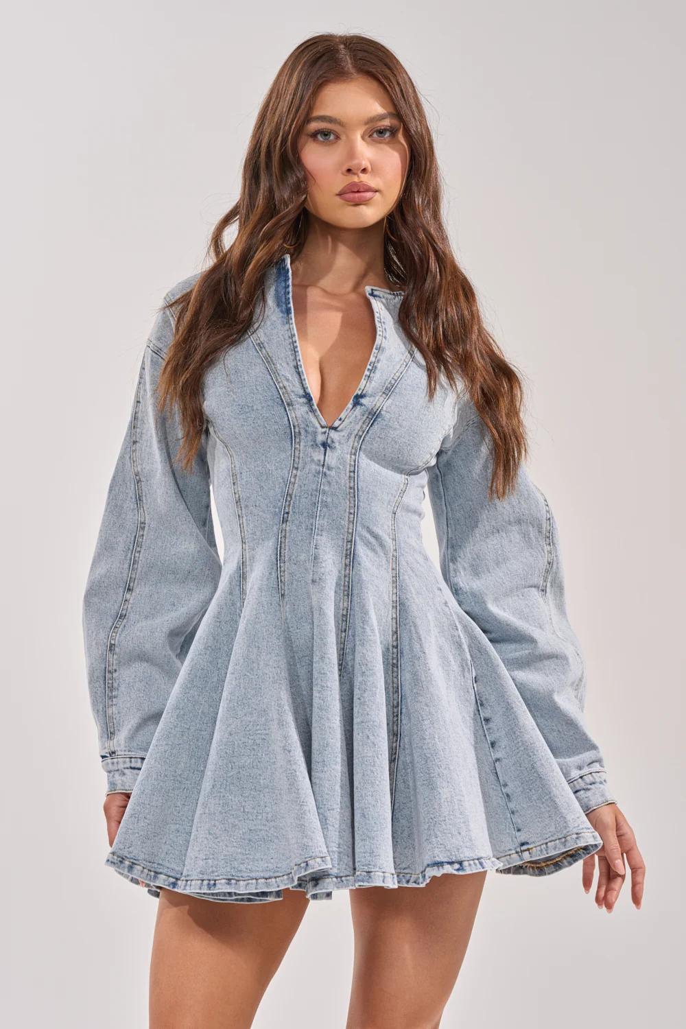 ALL ABOUT MY BUSINESS DENIM MINI DRESS - Akira Store