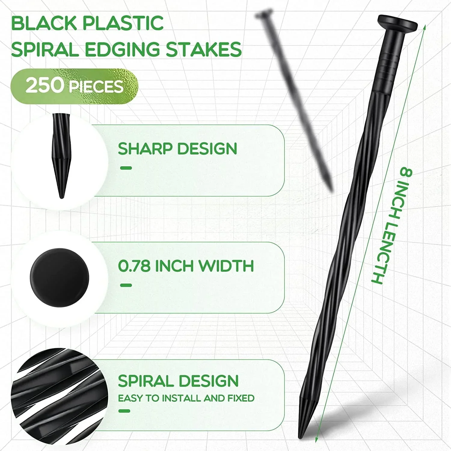 NFTIGB 8-Inch Garden Spikes 30 Pcs Plastic Landscape Edging Anchoring Stakes for Lawn Yard Paver Edging, Weed Barrier Fabric, Tent