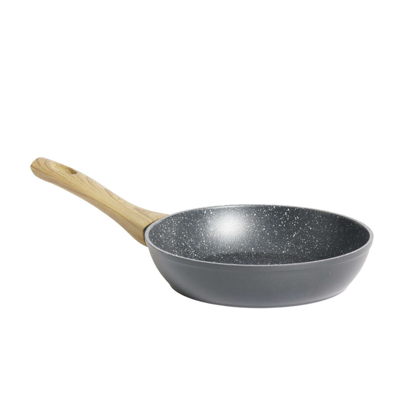 Poêle tous feux dont induction aluminium noir et poignée bois Ø20cm