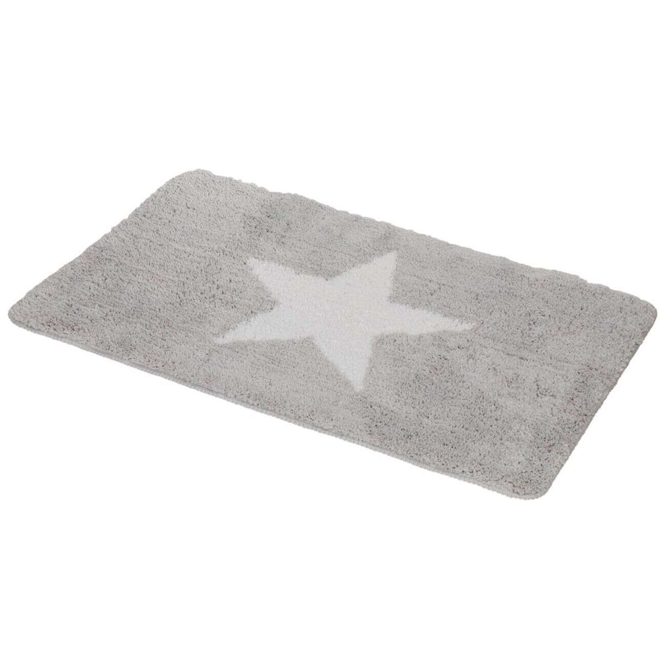 Tapis salle de bain gris motif étoile 45x75 cm