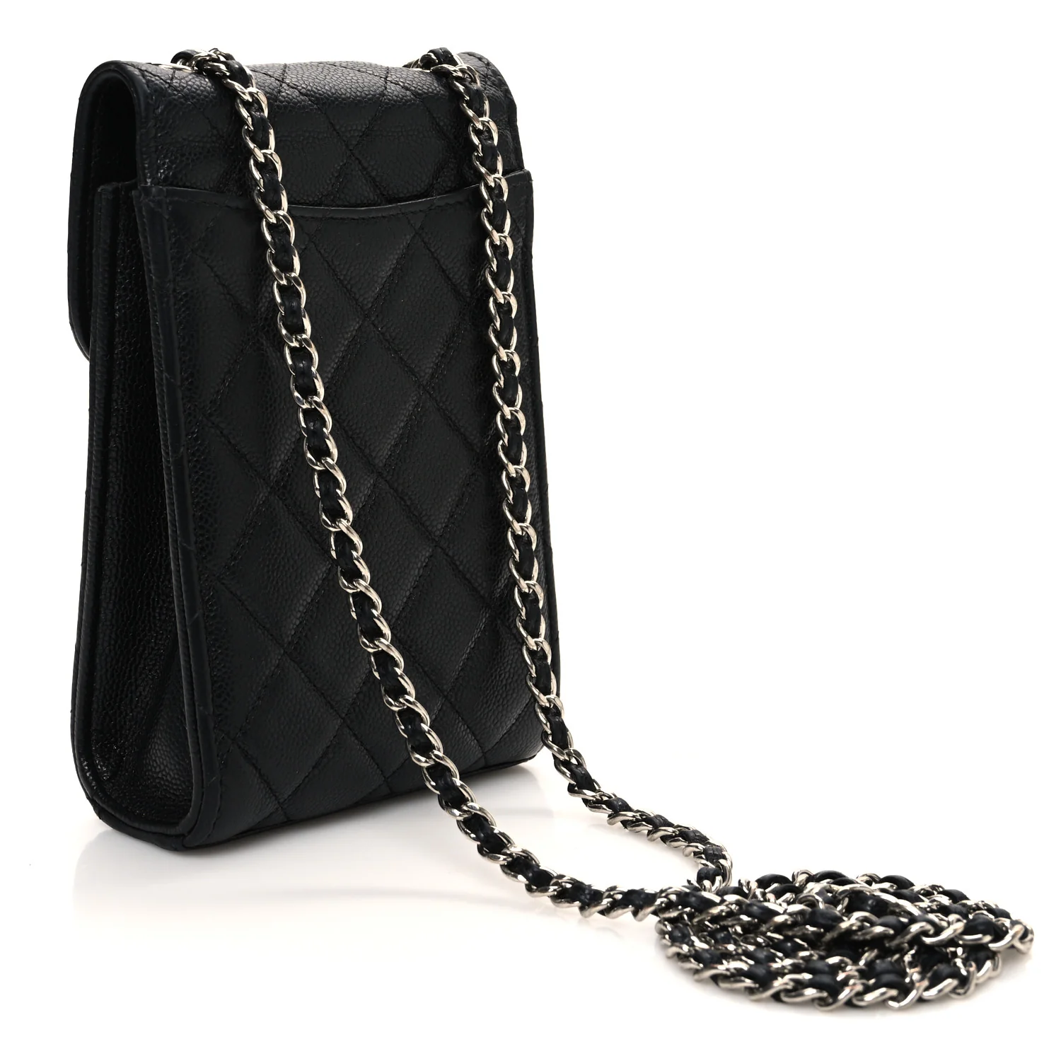 Caviar Quilted Classic Phone Holder Black