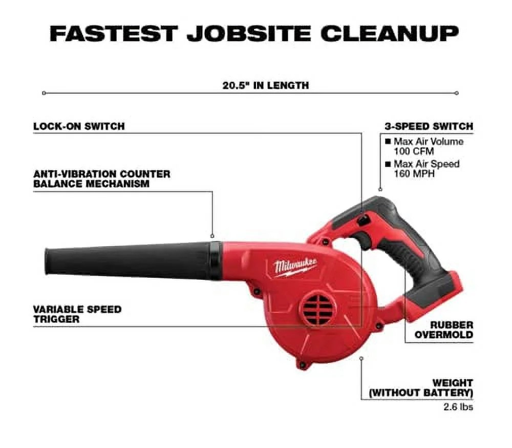 New Milwaukee 0884 - 20 M18 18 Volt Cordless Compact Yard Leaf Blower Sale