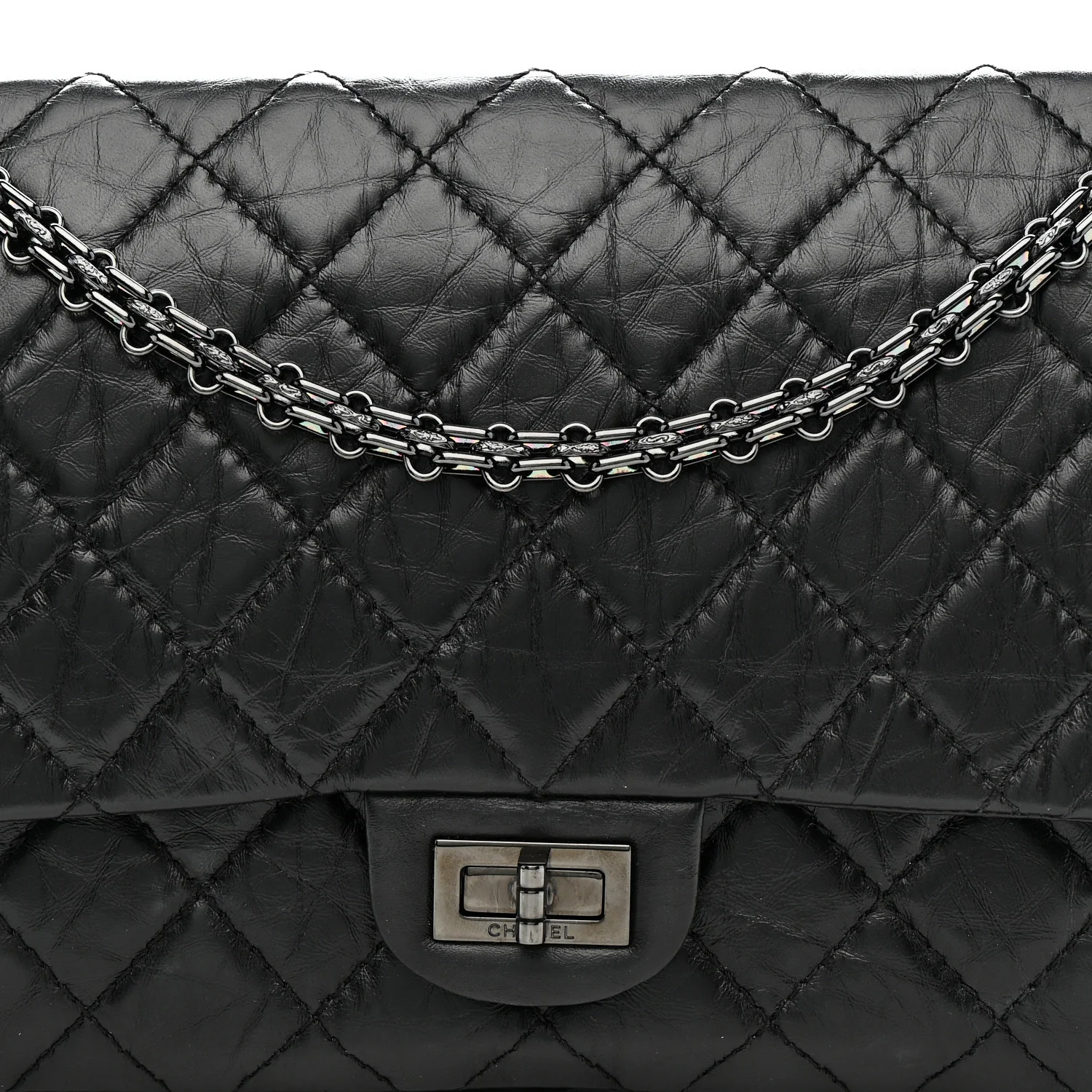 Aged Calfskin Quilted 2.55 Reissue 226 Flap So Black
