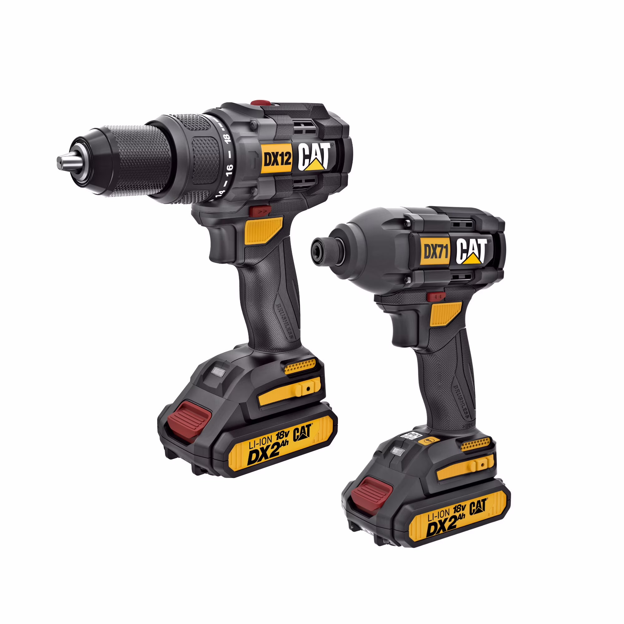 Caterpillar Cat? DX12K 18V Cordless Hammer Drill & Impact Driver Combo Kit with 2 Batteries