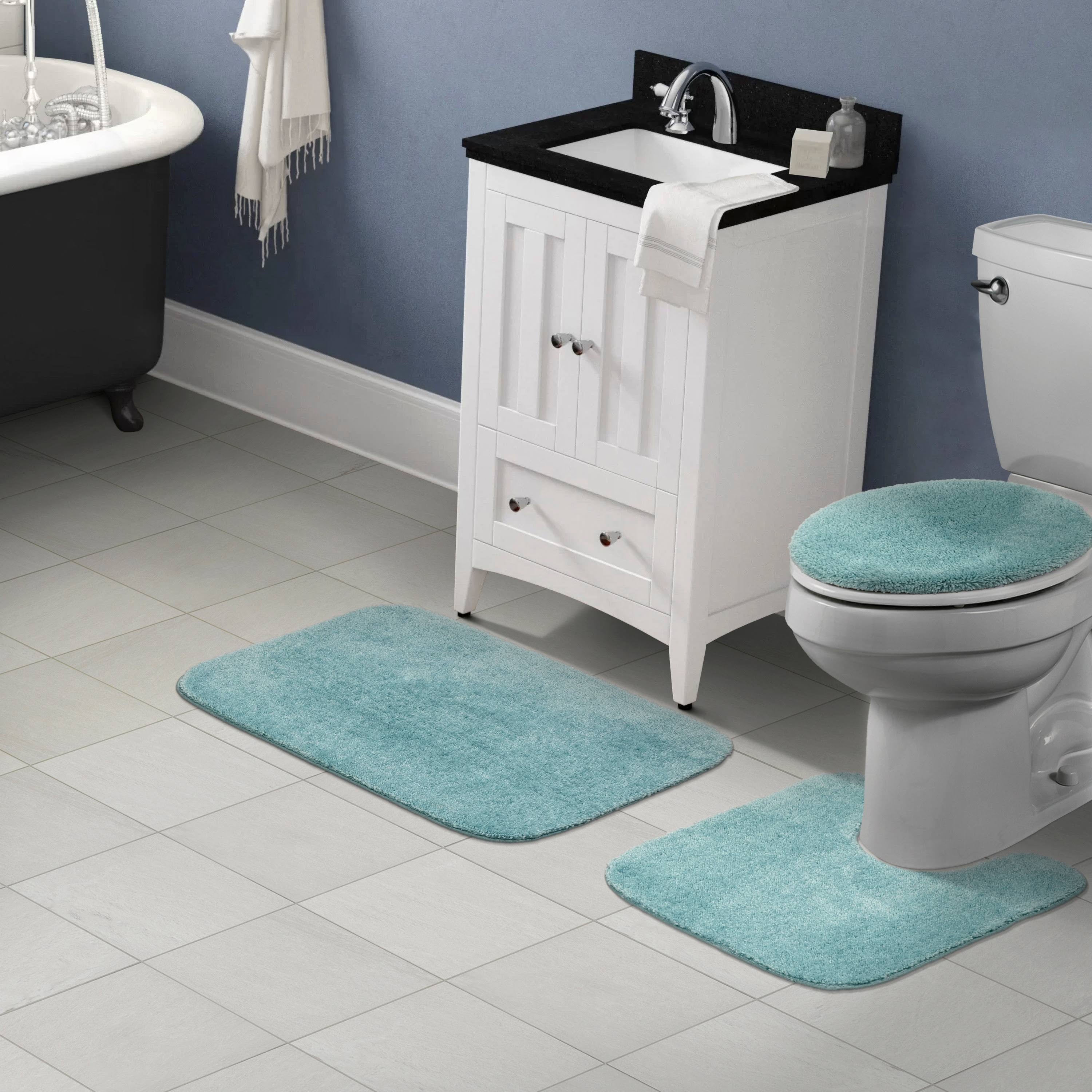 Garland Rug Garland 3 Piece Traditional Washable Nylon Bath Rug Set - Seafoam - Solid