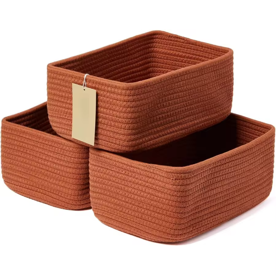 Allways Plaza Small Storage Baskets For Organizing Closet Organizer Bins Shelf Toy Basket Woven Rope Baskets Cube Decorative Box Shallow Basket