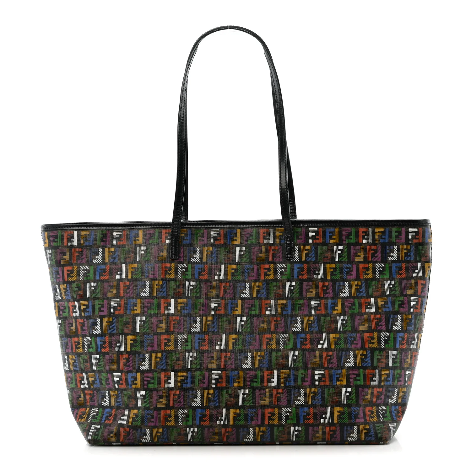 Zucca Spalmati Patent Zucchino Screen Print Medium Roll Tote Tobacco Multicolor Black