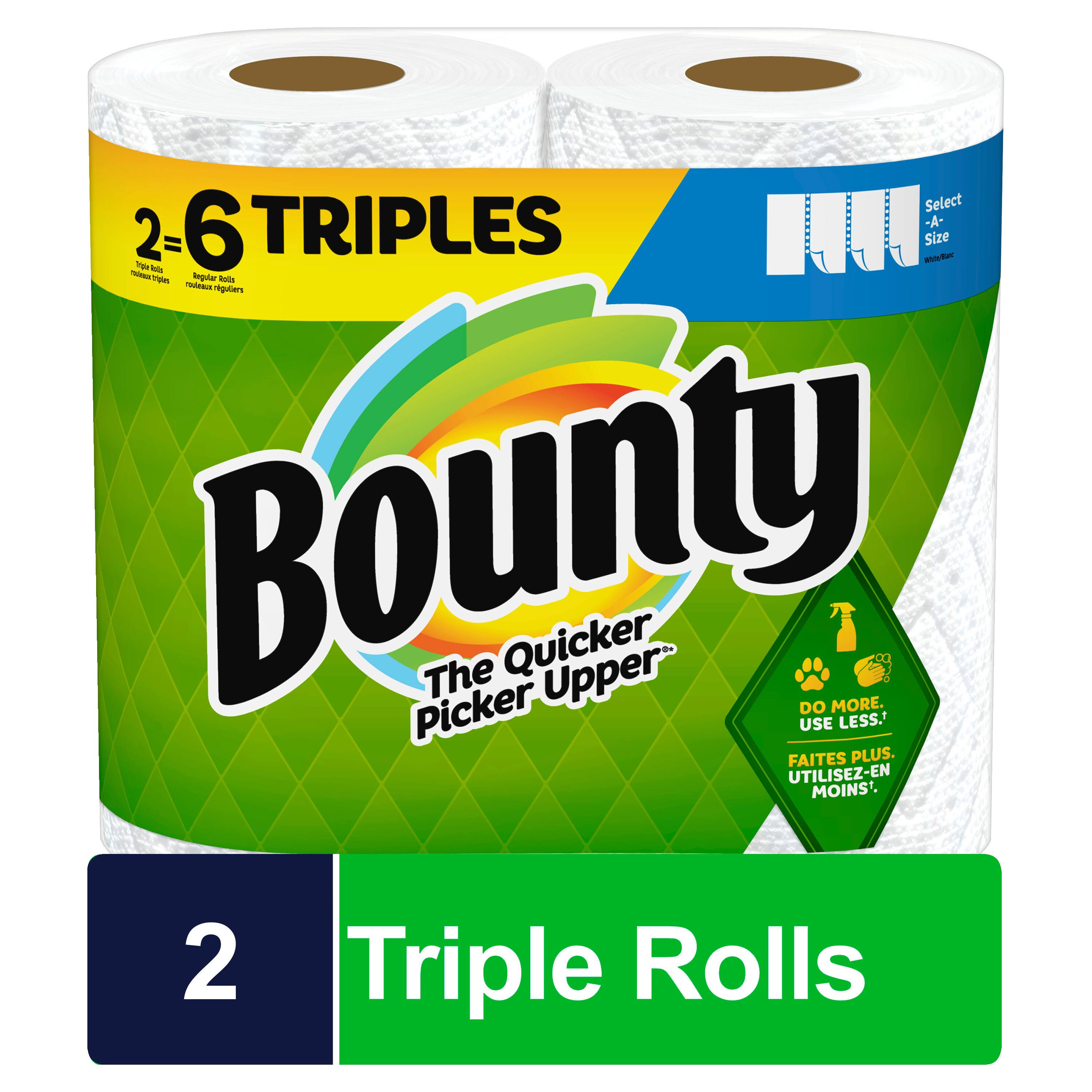 Bounty Select-A-Size Paper Towels, 2 Triple Rolls, White
