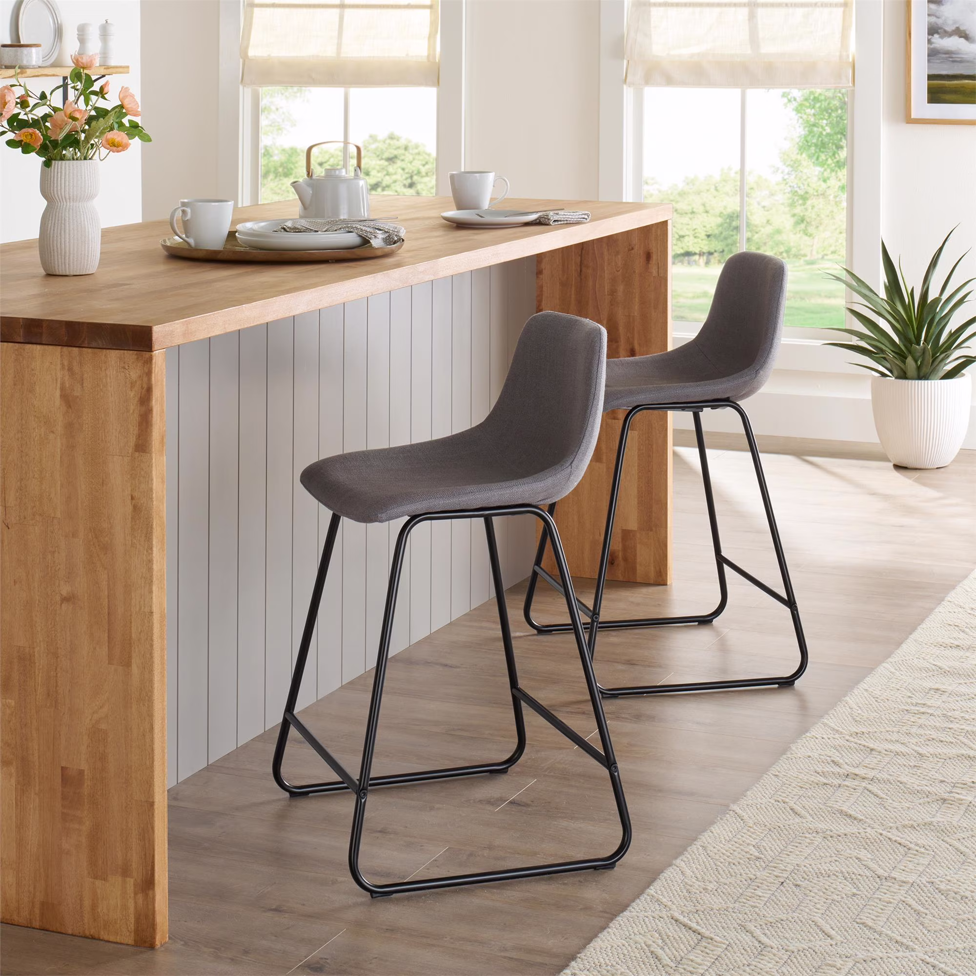 Better Homes & Gardens Scoop Counter Stool, Camel Faux Leather