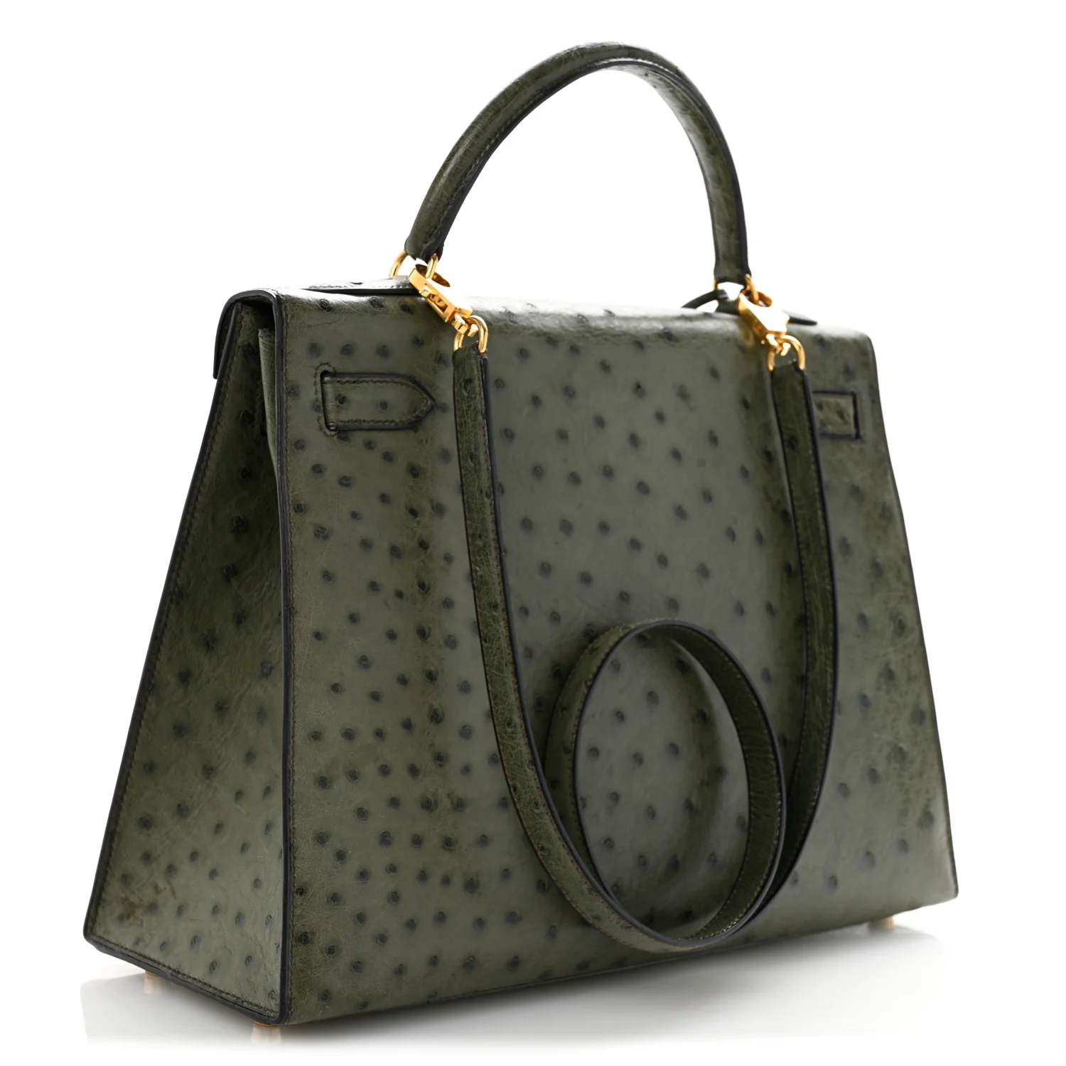 Ostrich Kelly Sellier 32 Vert Olive