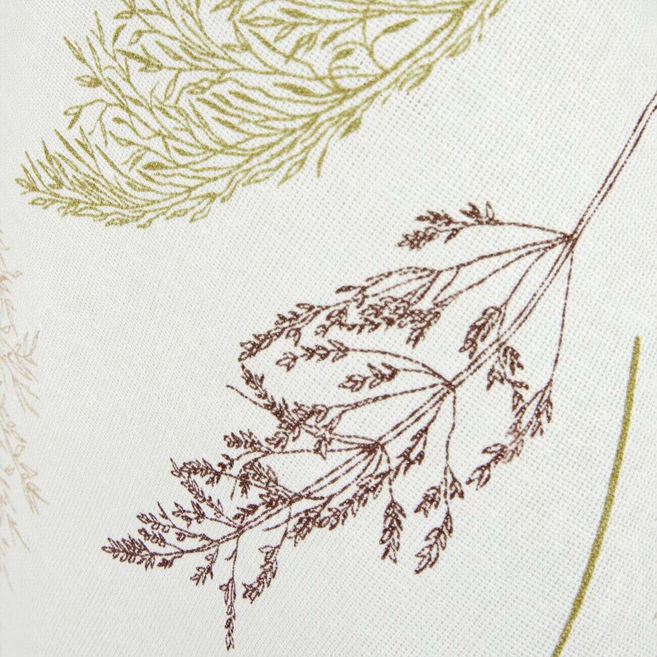 Torchon x2 coton motif végétal blanc et vert sauge 45x65cm