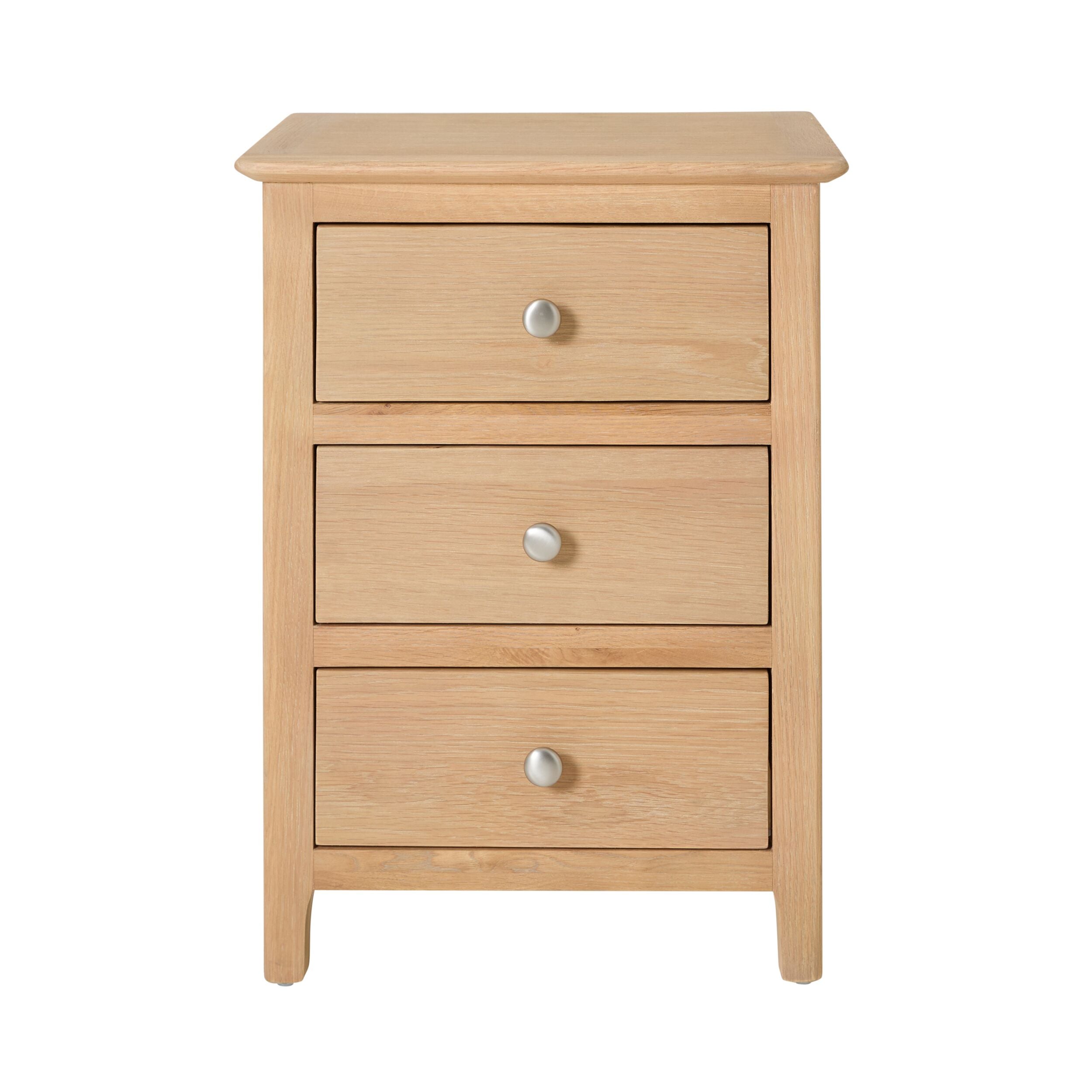 Oakridge 3 Drawer Bedside Light Oak