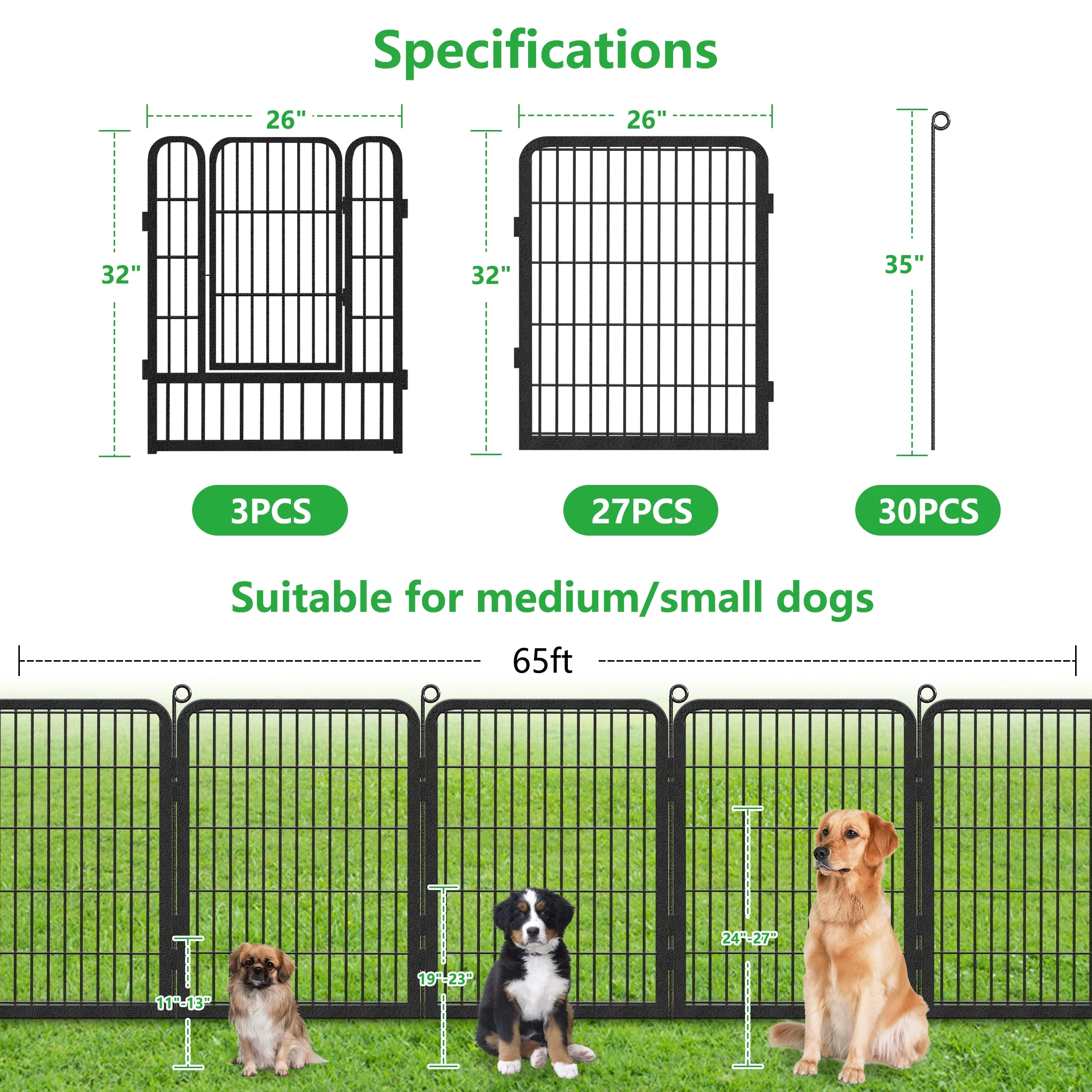 Garden Fence with Gate Fencing No Dig Fence Panels 30ft(L)��32in(H) for Yard Animal Barrier Decorative Garden Fencing for Backyard Patio Garden Fences and Borders for Dogs(14/32 in) - Image 9
