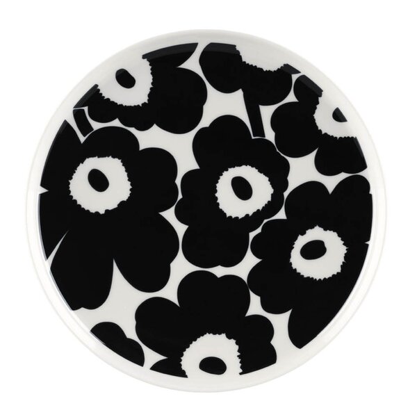 Oiva Unikko tallerken 25 cm hvit/svart