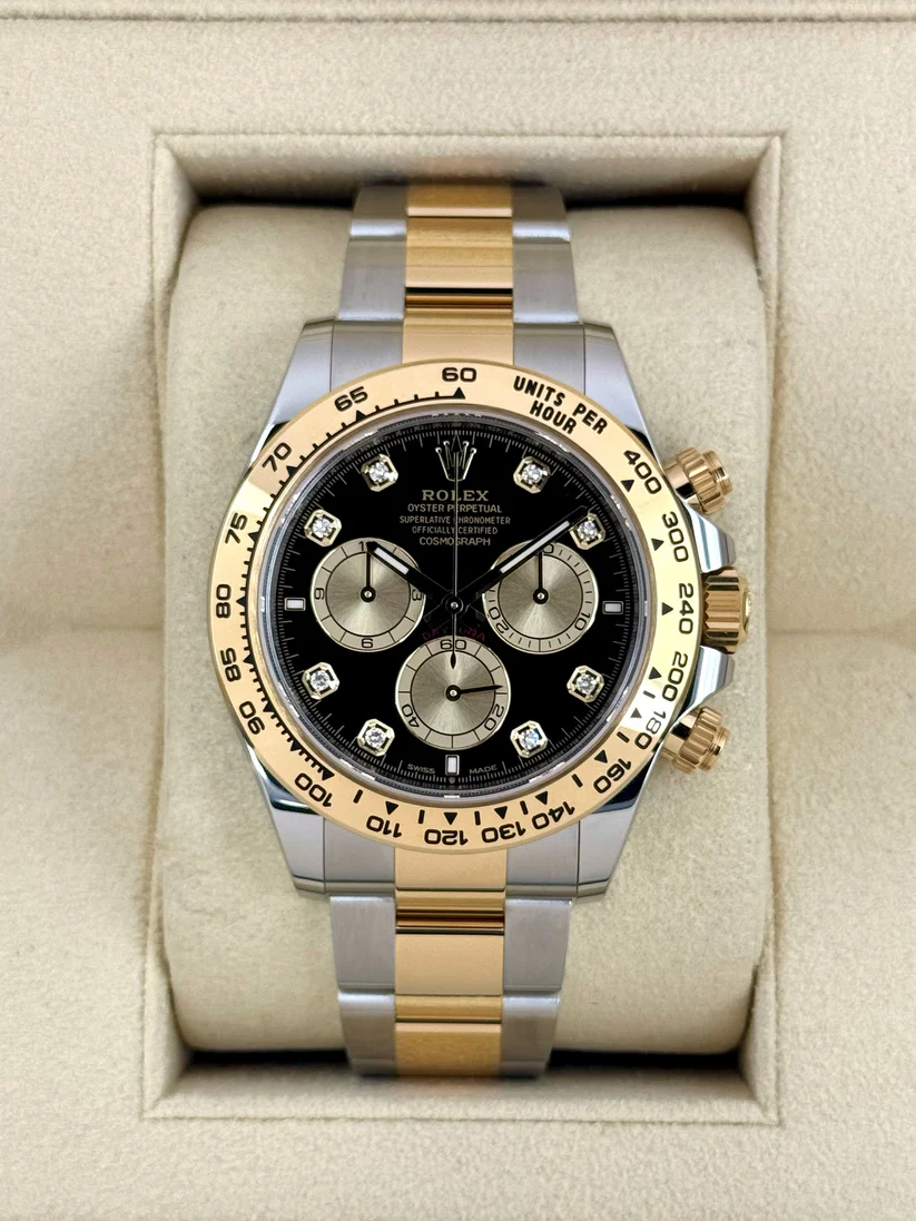 [Super Clone]Rolex Daytona 40mm Two-Tone Black Diamond Dial  m126503-0002