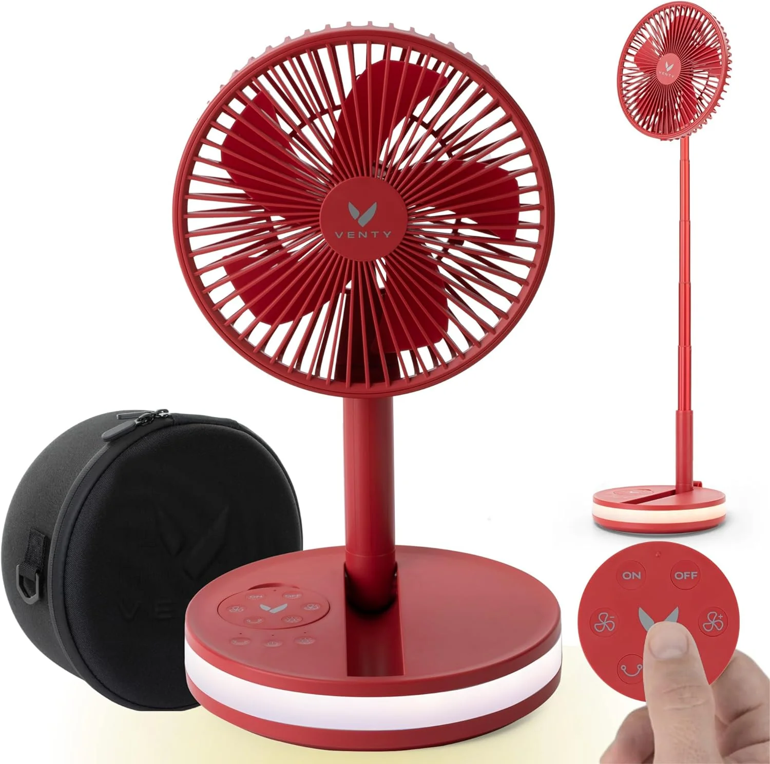 Portable Fan - Wireless Battery Operated Fan, 48HR Run Time 16000MAH Battery, Oscillating Rechargeable Fan, Remote Control & LED Lighting, Folding Telescopic Camping Fan (White with Case)