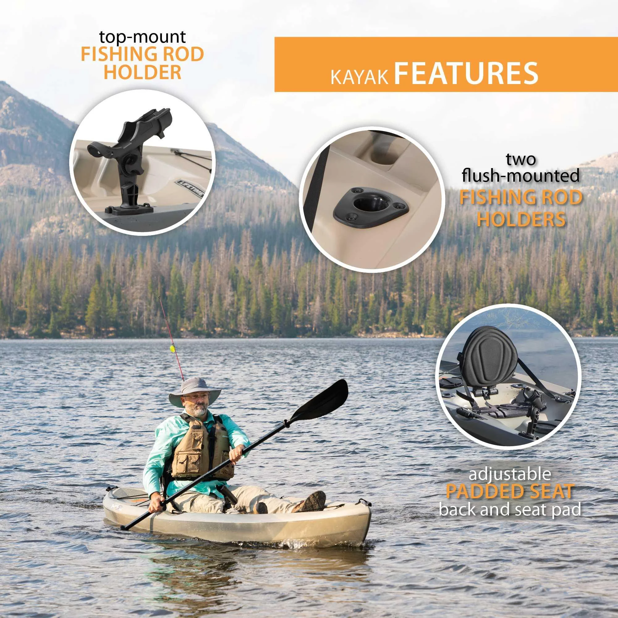 Lifetime Tamarack Angler 10 Ft. Fishing Kayak, Volcano Fusion (91340)