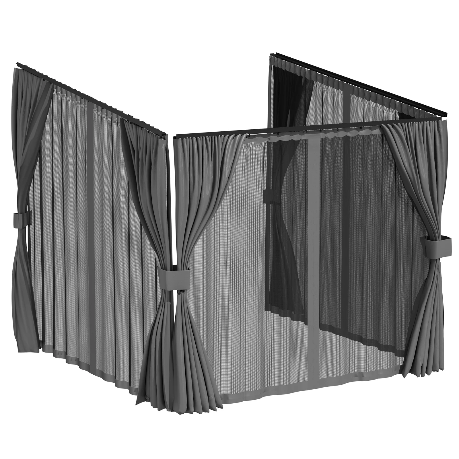 AECOJOY Outdoor Gazebo Privacy Curtains & Mosquito Netting with Zipper, Replacement Universal 4-Panel Sidewalls