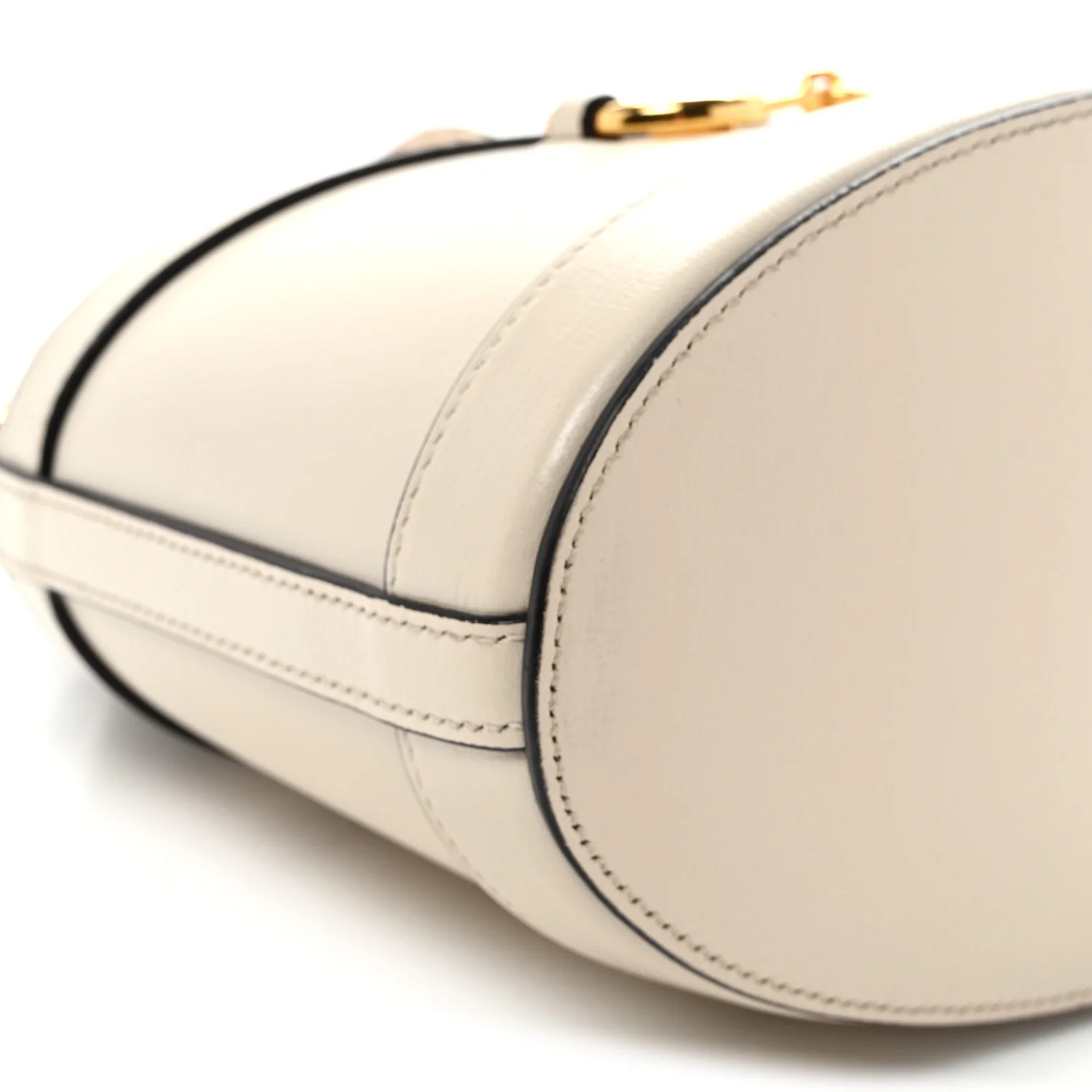 Monogram Textured Calfskin Horsebit 1955 Drawstring Bucket Bag Beige Mystic White