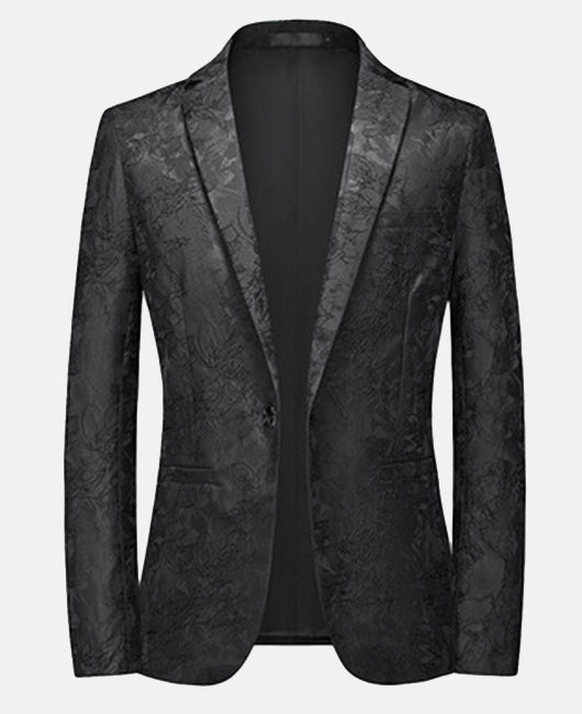 Blazer blanc glamour en jacquard à col à revers et un bouton