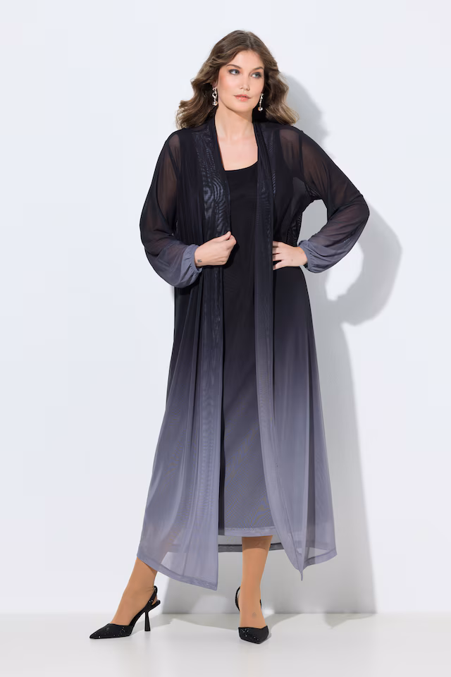 Straight cut color gradient mesh jacket
