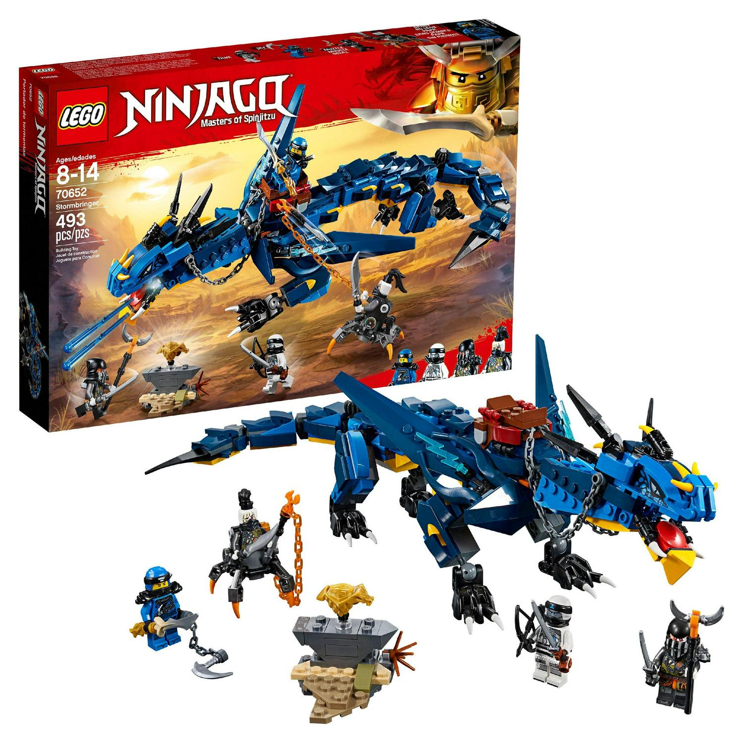 NINJAGO Masters of Spinjitzu: Stormbringer 70652 Ninja Toy Building Kit with Blue Dragon Model for Kids. Best Playset Gift for Boys (493 Piece)