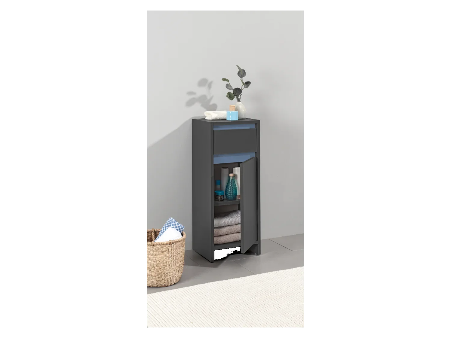 LIVARNO home Armoire latrale de salle de bains Oslo, 32 x 80 x 28 cm, noire