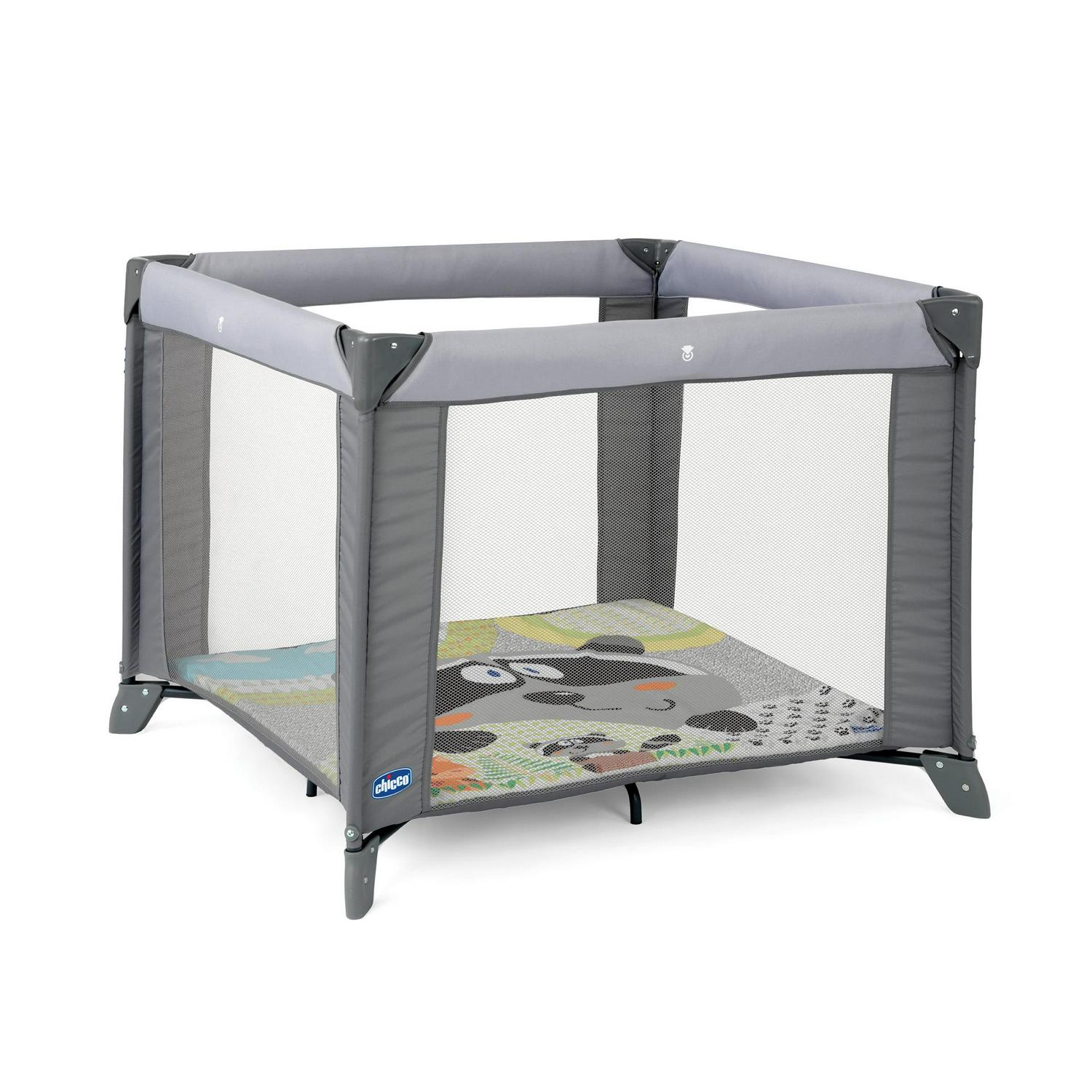 Tot Quad Portable Square Baby Playpen Honey Bear (Grey)