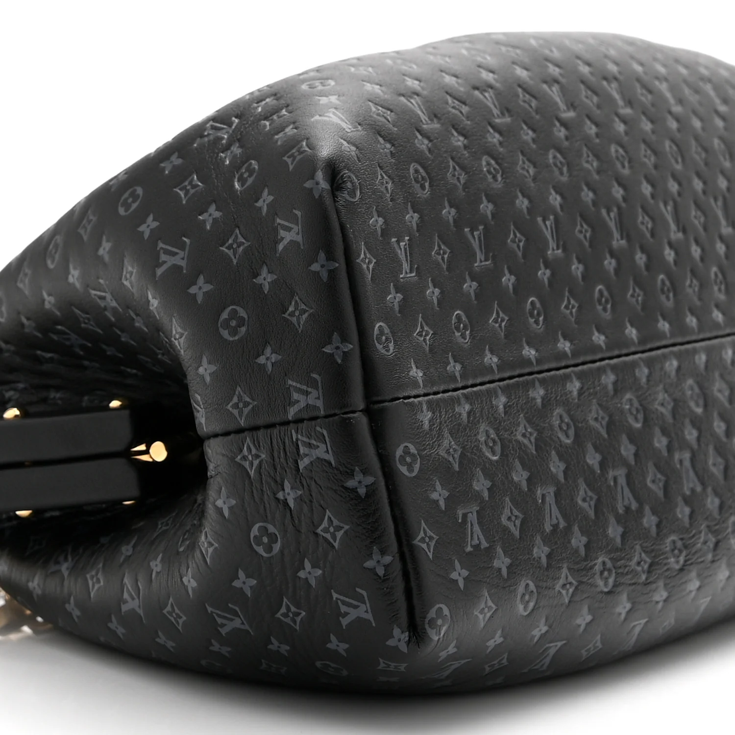 Calfskin Nanogram Embossed Clutch Black