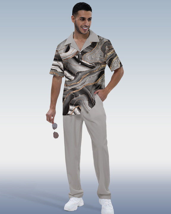 Ensemble de marche Suitmens pour homme, chemise à manches courtes imprimée ombrée, 4 couleurs, 370