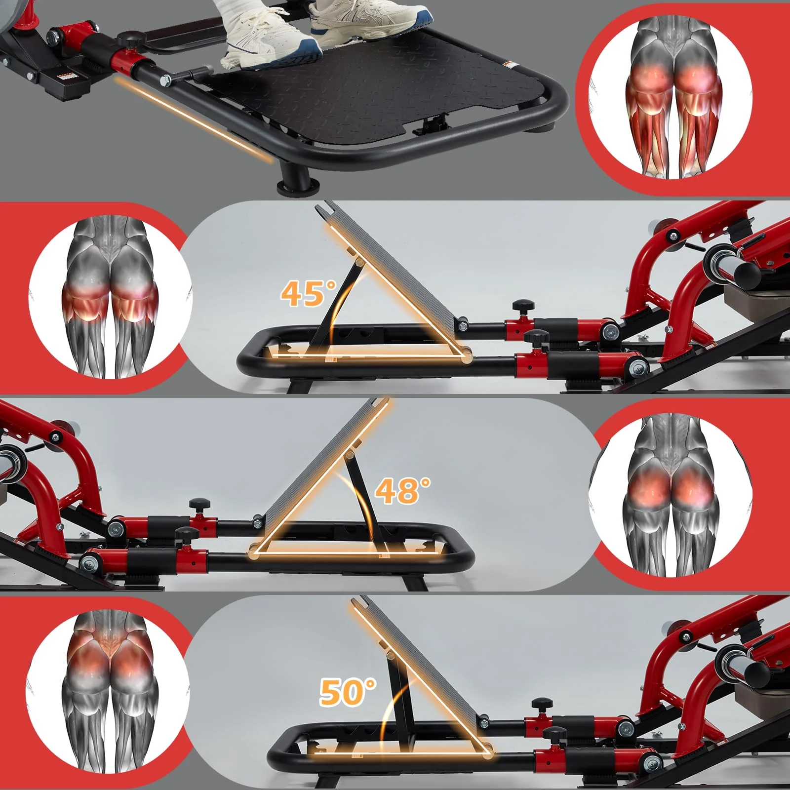 AECOJOY Hip Thrust Machine with Adjustable Footboard, 800LBS Plate-Loaded Glute Bridge Machine