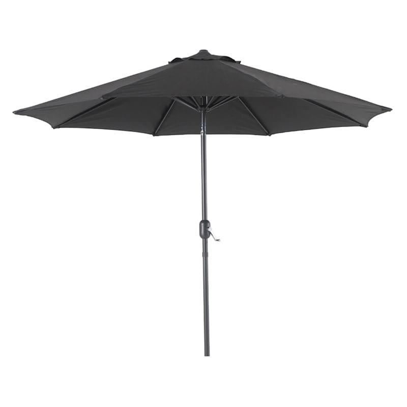 at Home Black Outdoor Crank & Tilt Umbrella, 9'