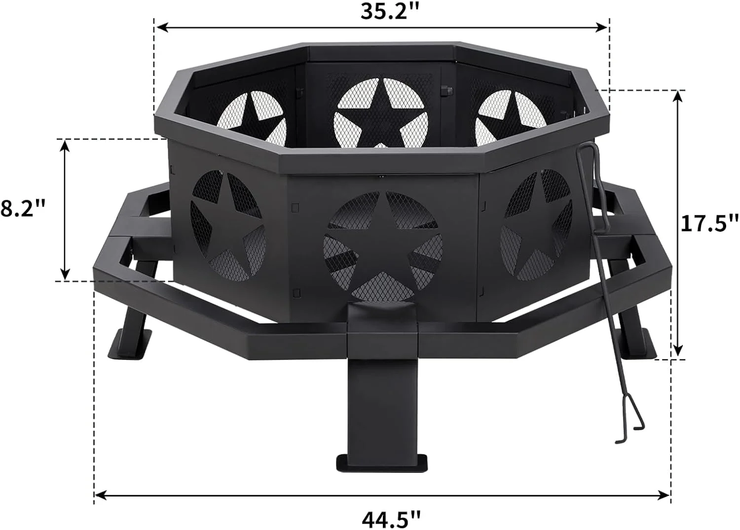 45 inch Extra Large Fire Pit, Outdoor Wood Burning Fire Pit for Outside Octagonal Heavy Duty Firepit for Camping, Backyard, Patio, Black(45") - Image 6