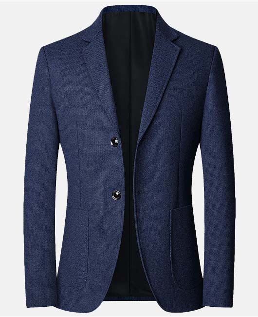 Blazer à revers cranté, simple boutonnage, poches utilitaires et motif texturé