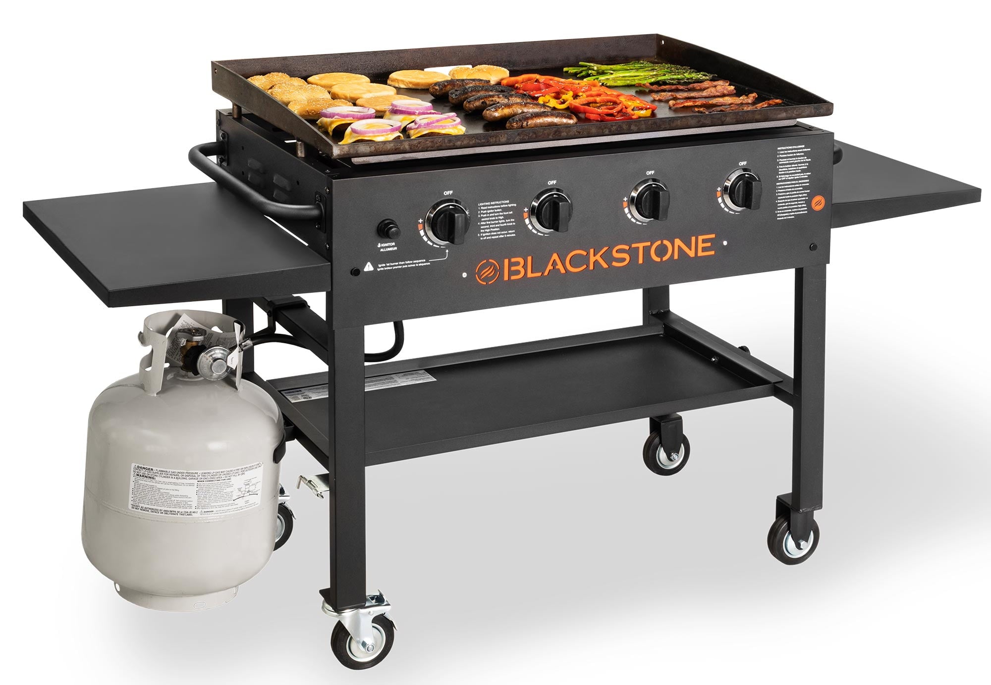 4-Burner 36 Griddle Cooking Station with Side Shelves