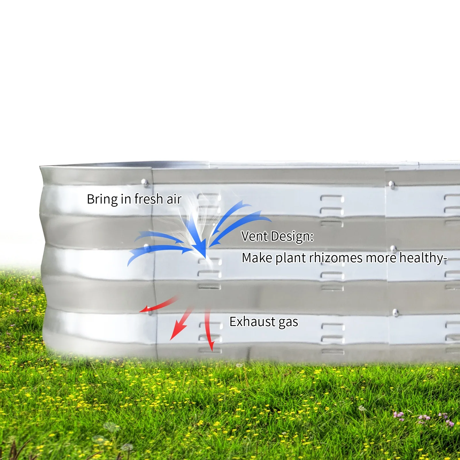 Raised Garden Bed Galvanized Metal Planter Box, 67D x 20W x10H, 7 cu. ft. Silver,3Pack