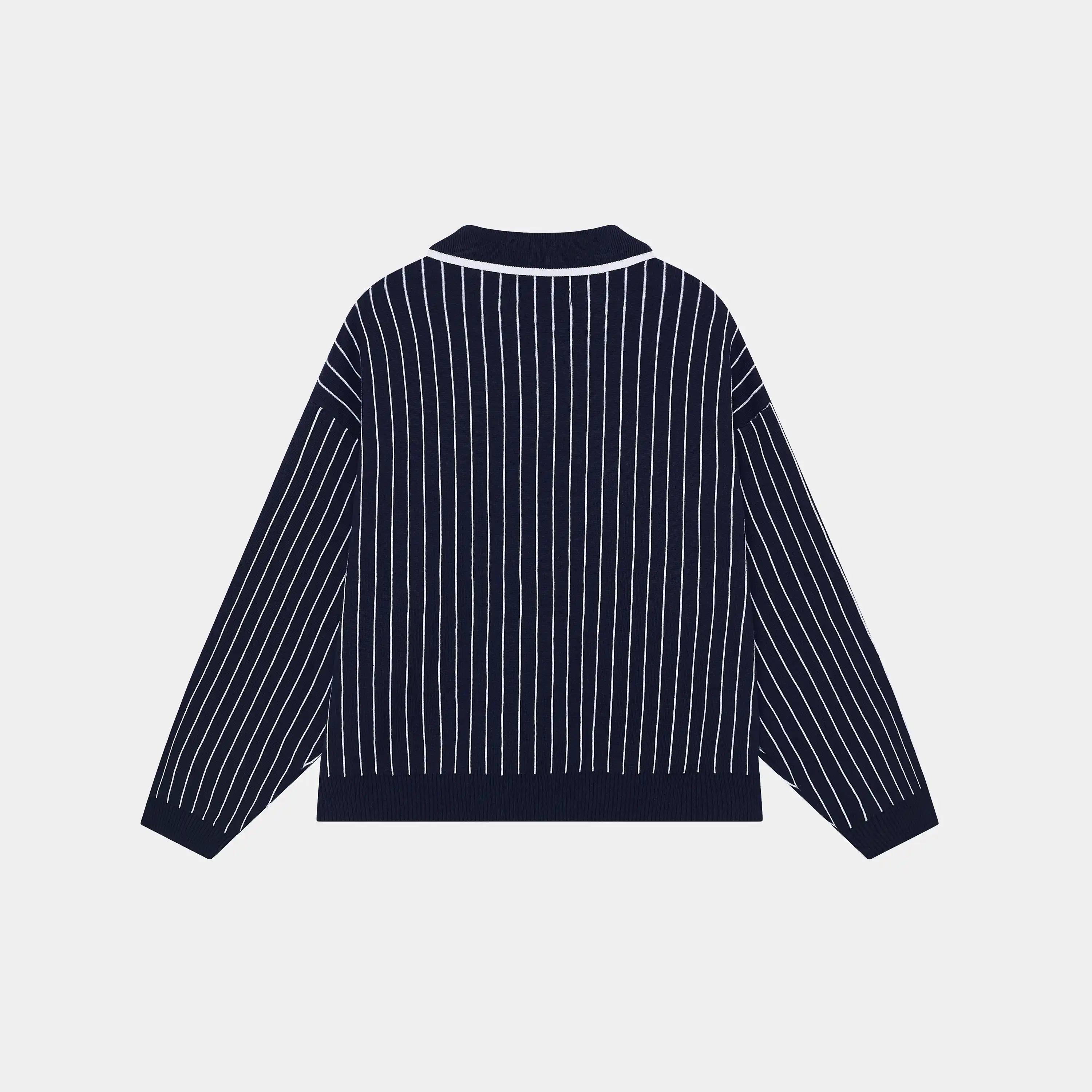 Pinstripe Navy Knit Polo