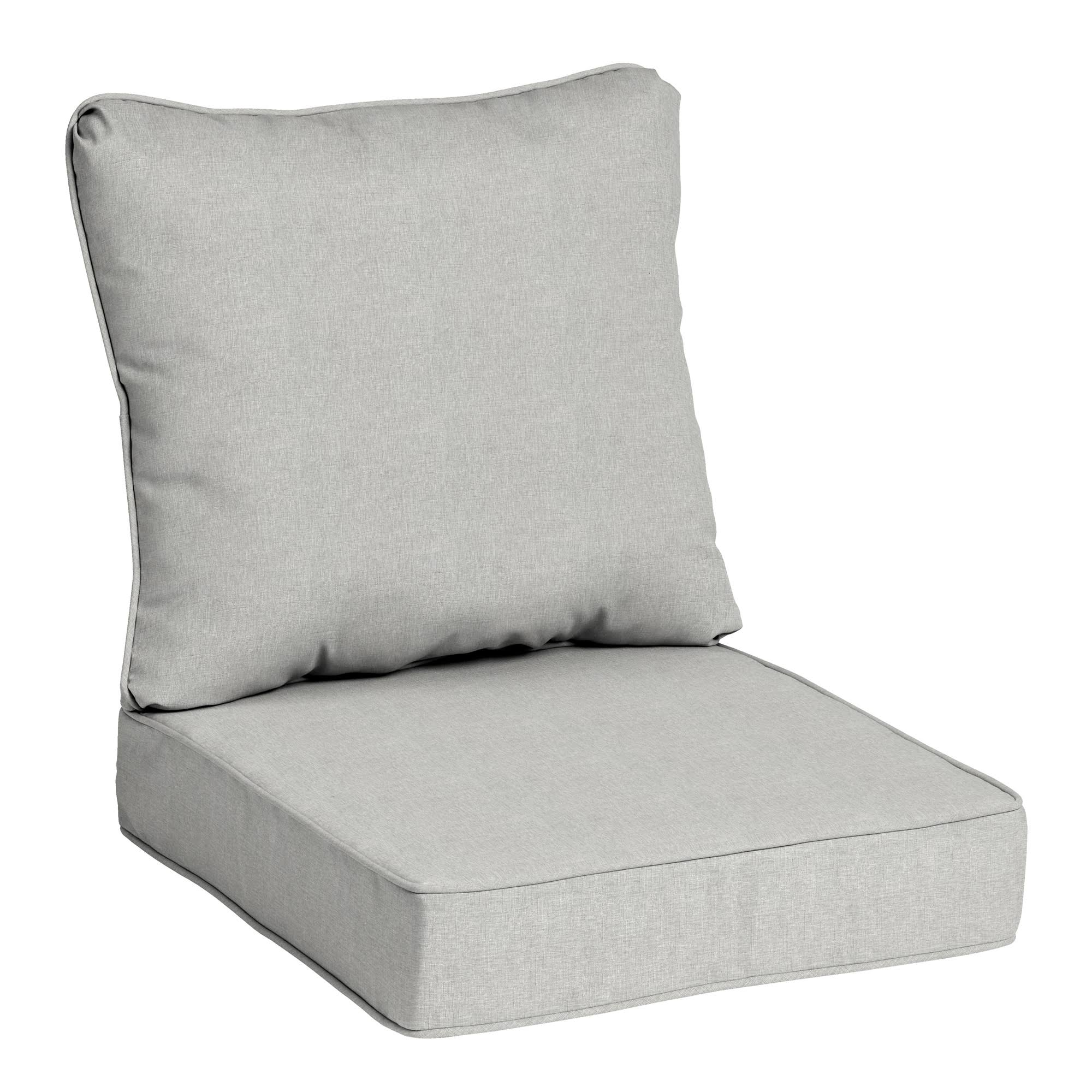 Allen + Roth with STAINMASTER STAINMASTER 25-in x 25-in 2-Piece Grey Madera Linen Deep Seat Patio Chair Cushion Polyester | XQ02A02B-9C4