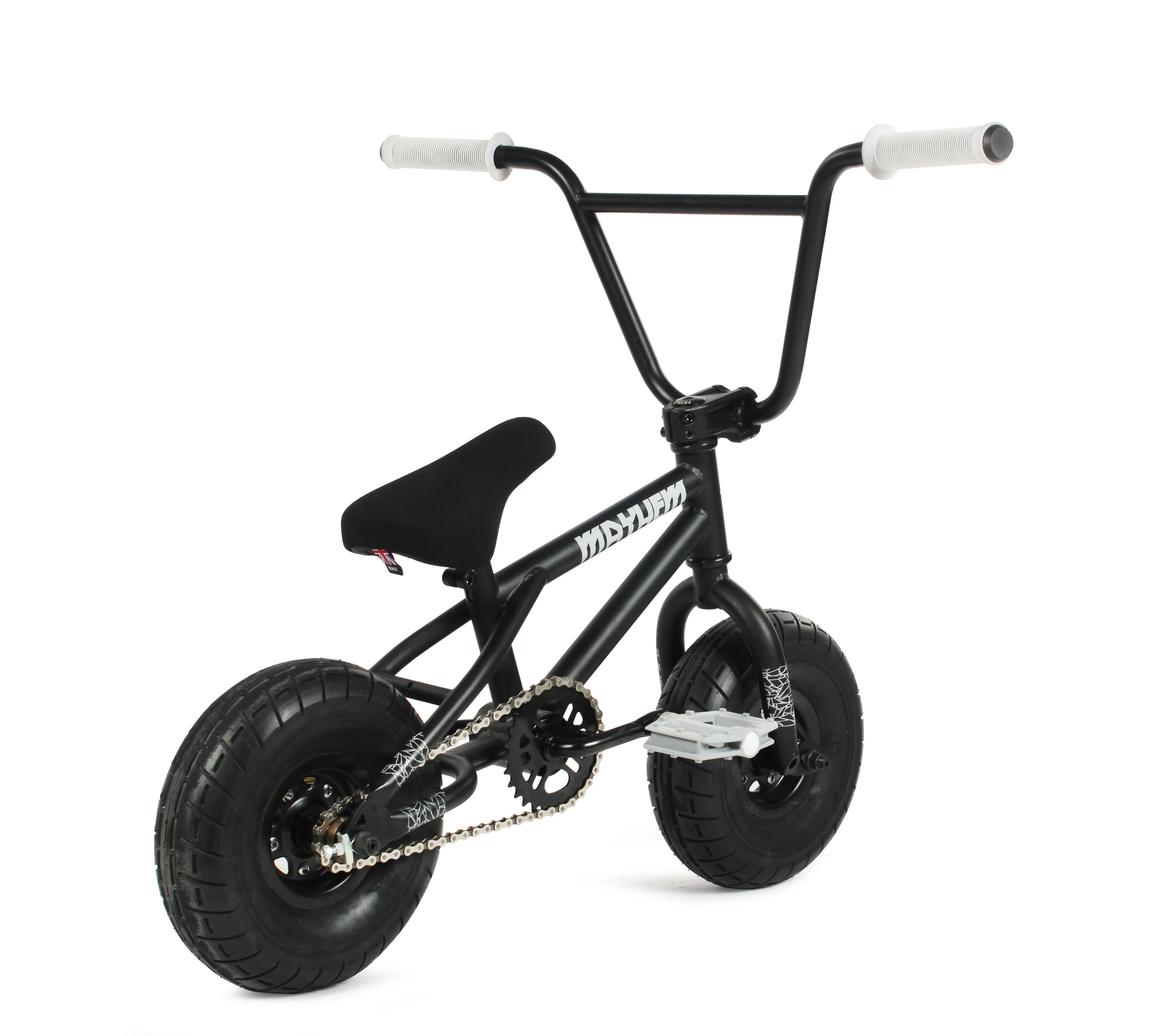 Mayhem Fat Tire Mini BMX Riot 1 Piece Crank 10 Mini BMX Newest Model Trick Bike (Riot Black Widow)