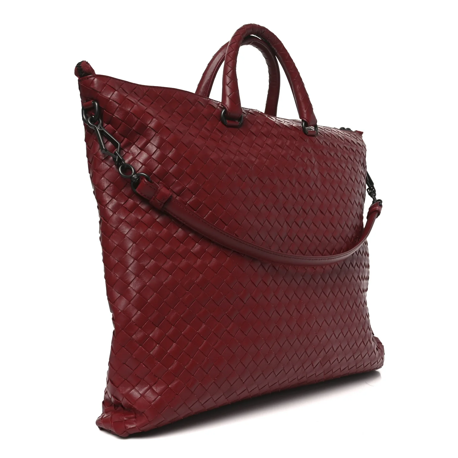 Nappa Intrecciato Medium Convertible Tote Burgundy
