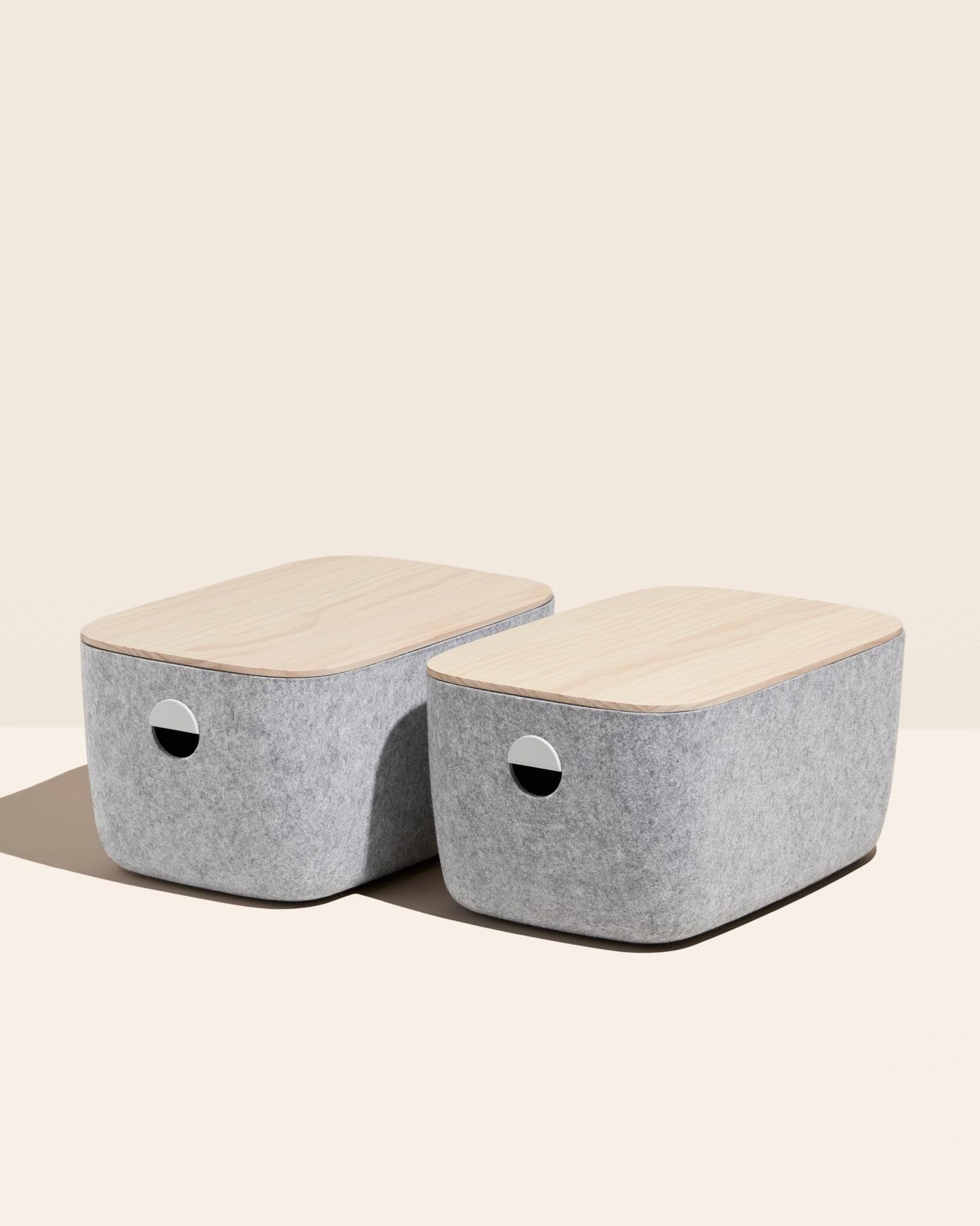 Open Spaces Large Felt Storage Bins - Set of 2 - with Lids