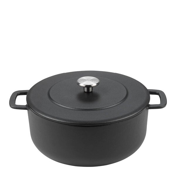 Støpejernsgryte 24 cm 3,8L svart