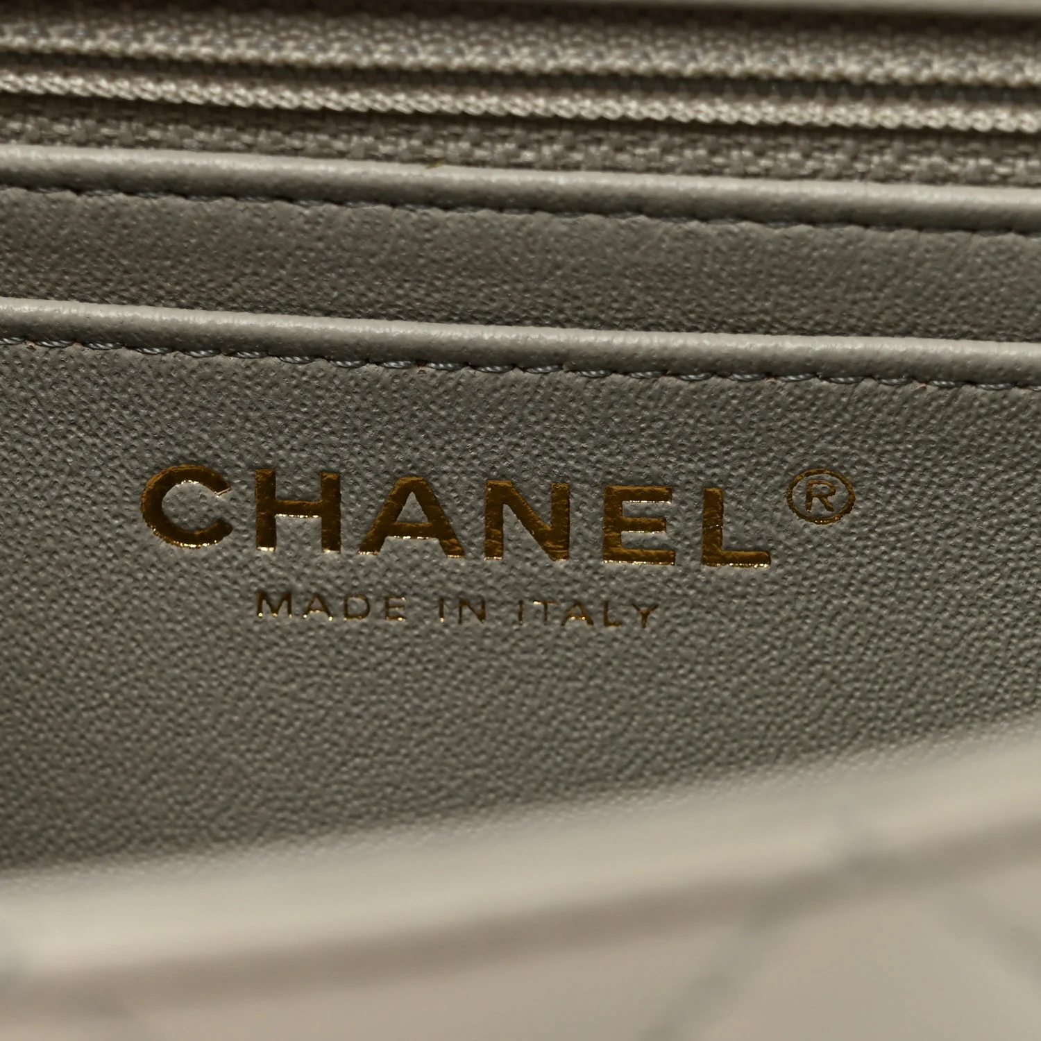 Lambskin Quilted Mini Rectangular Flap Grey